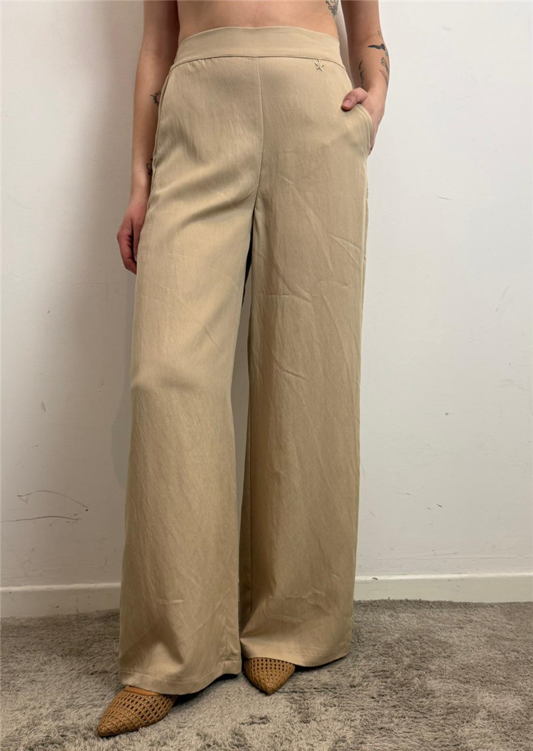 Pantalone Palazzo Con Elastico In Vita - Souvenir cod. G39P1254  color:beige