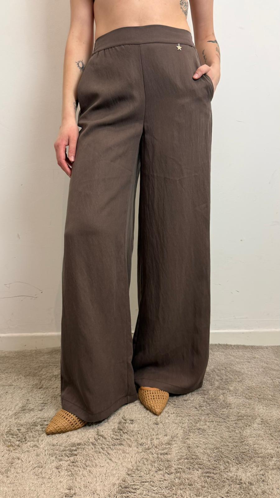 Pantalone Palazzo Con Elastico In Vita - Souvenir cod. G39P1254  color:caffe''