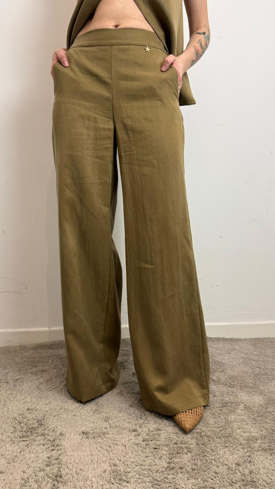 Pantalone Palazzo Con Elastico In Vita - Souvenir cod. G39P1254  color:sigaro