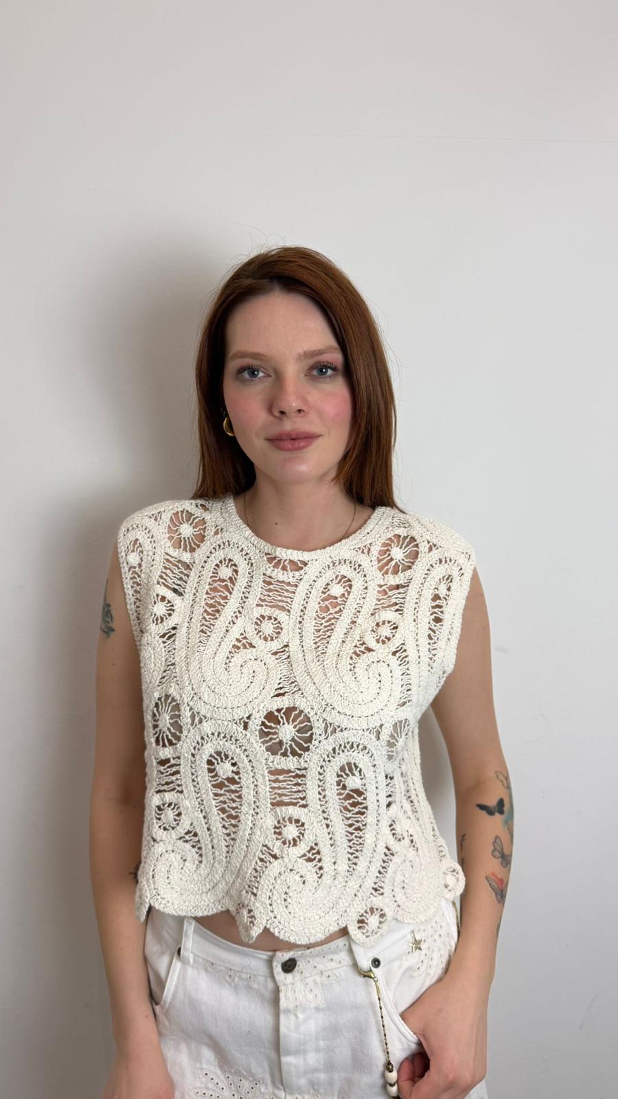 Gilet Crochet - Souvenir cod. B39D1202  color:crema