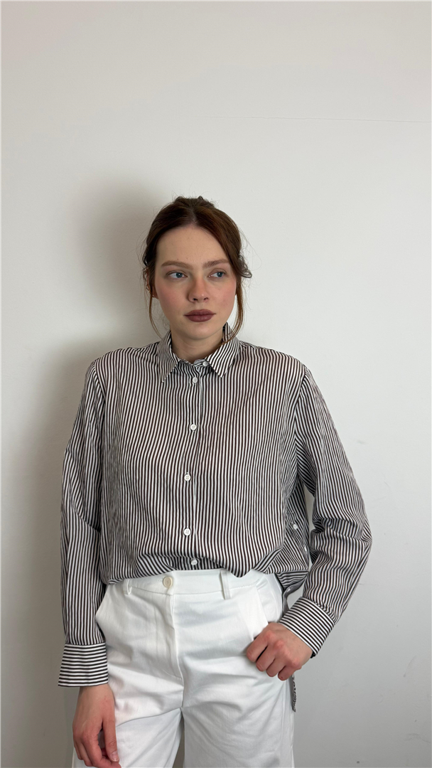 Camicia Lunga A Righe - Imperial cod. CJZ6LDU  color:bianco/moro