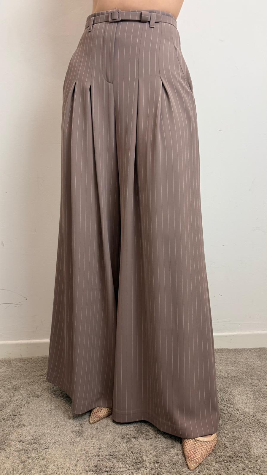 Panta Palazzo Con Pinces Con Cintura - Imperial cod. P3ZQLAF  color:fango