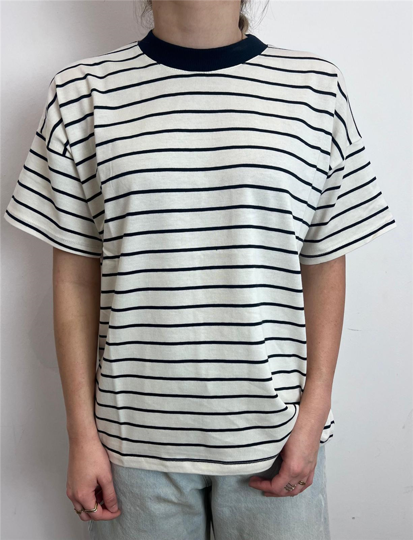 T Shirt A Righe - Vicolo cod. UAB0210  color:naturale/blu