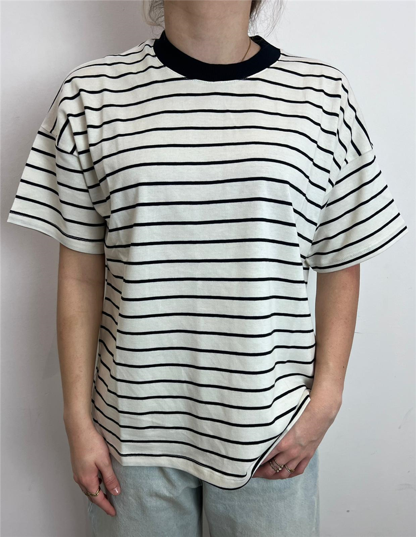 T Shirt A Righe - Vicolo cod. UAB0210  color:naturale/nero