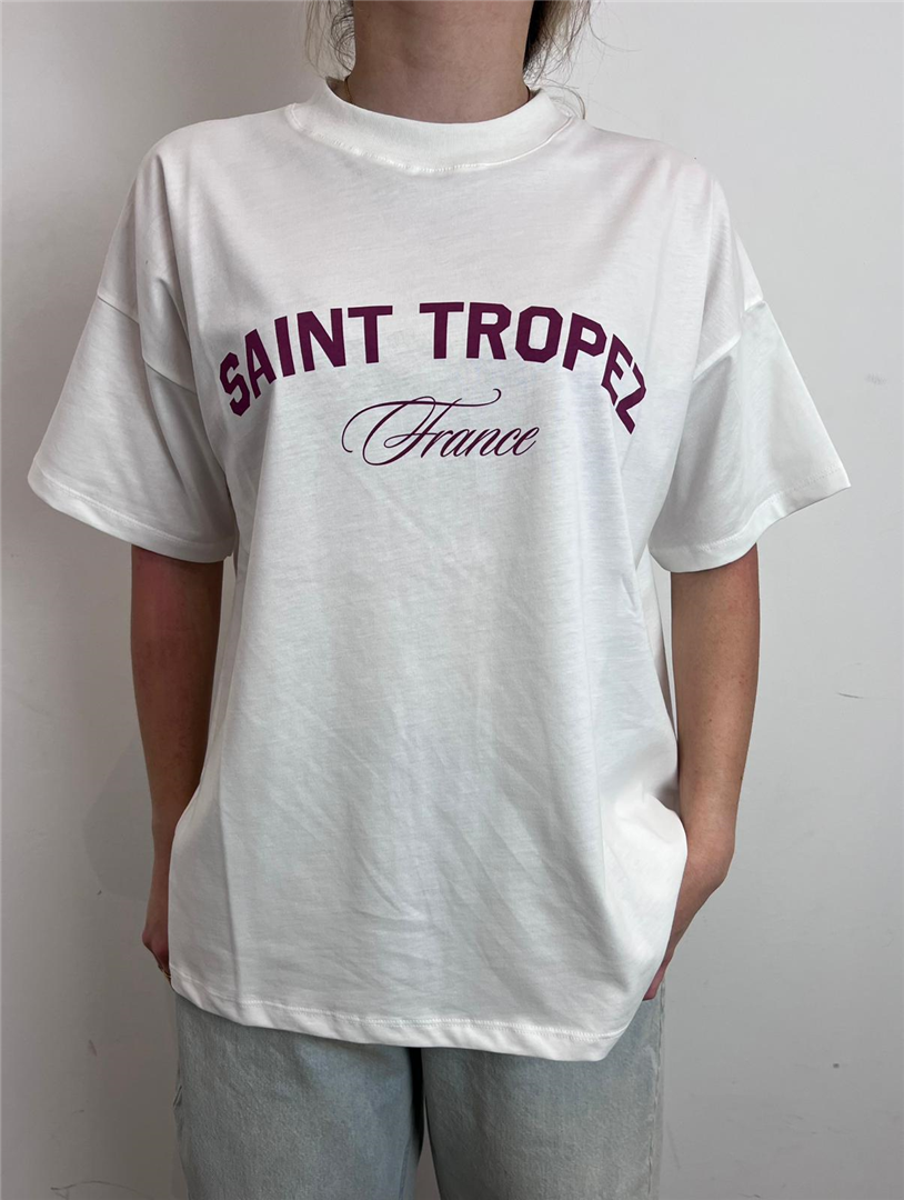 T Shirt Stampa Saint Tropez - Vicolo cod. RAB0670  color:a naturale 02