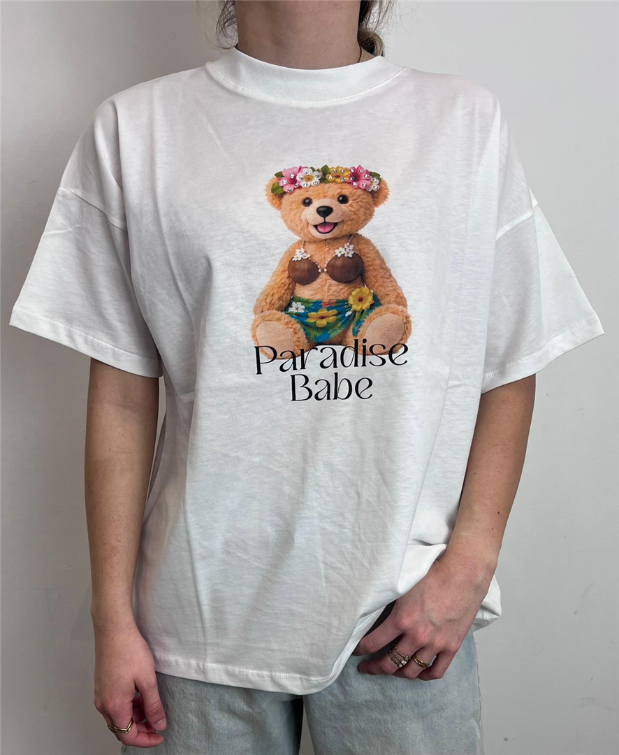 T Shirt Stampa Orsetto Paradise - Vicolo cod. RAB0687  color:a naturale 02