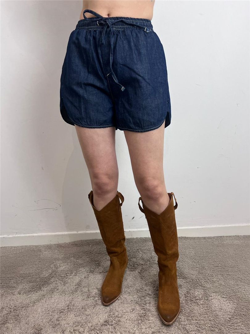 Short Denim Lavinia Con Elastico E Coulisse - Vicolo cod. DAB5072  color:denim blu