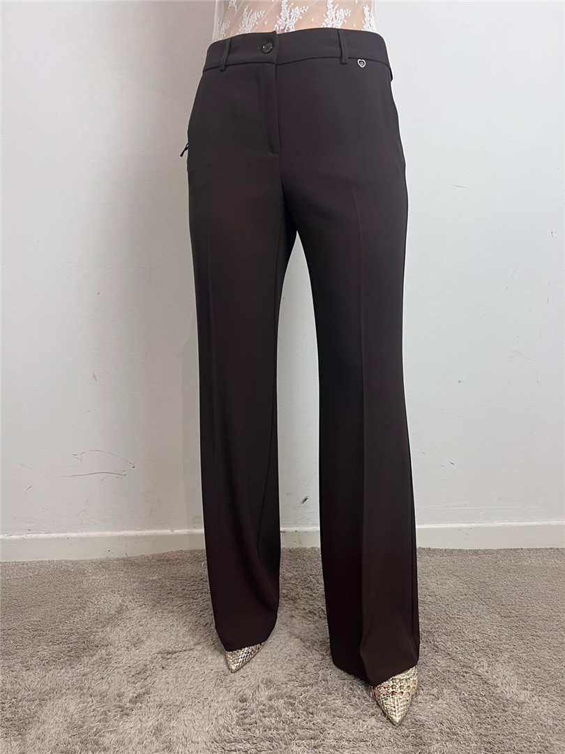 Pantaloni Palazzo A Vita Alta - Please cod. P493TLONDR  color:moro