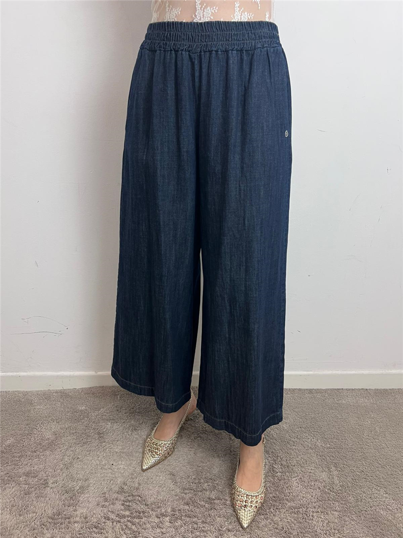 Pantaloni Midi Con Elastico In Vita Simil Denim - Please cod. P3LYDWGC91  color:blu denim