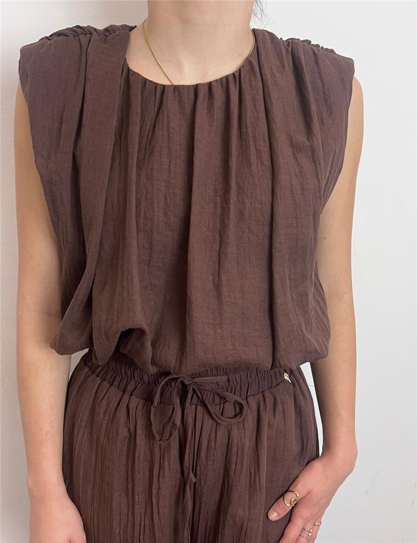 Top Giromanica Con Spallina - Philia Loft cod. D02N0033  color:moro