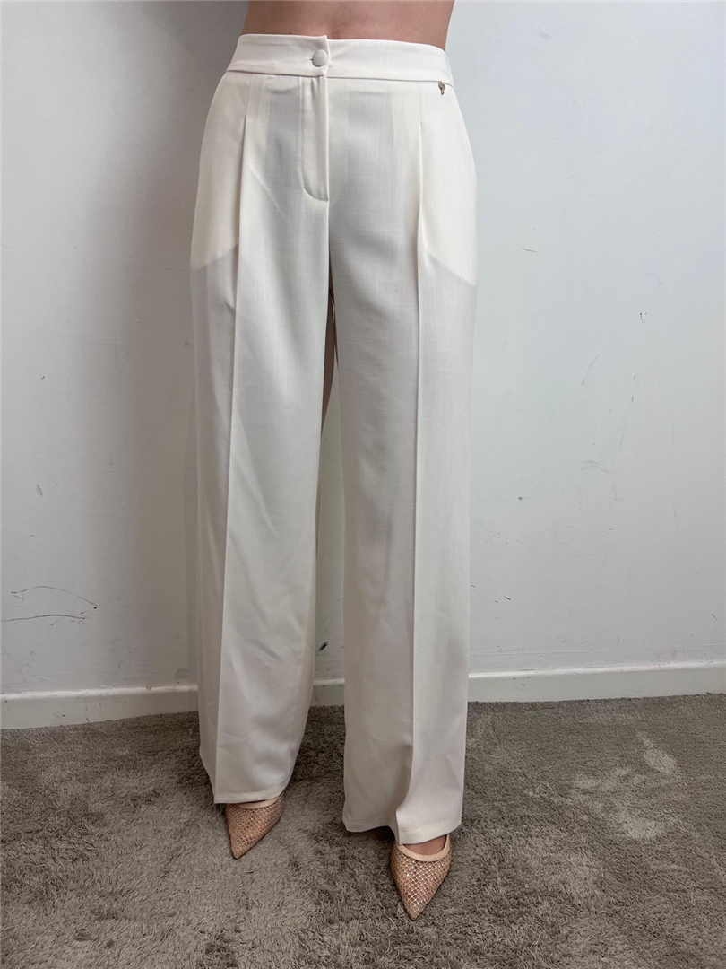 Pantalone Palazzo Con Pinces Elastico Sul Retro - Philia Loft cod. M02M0728  color:mandorla