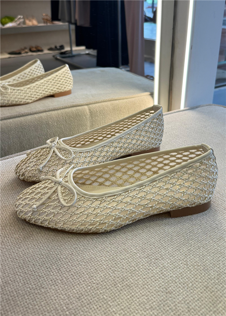 Ballerine Traforate Lavorazione Intrecciata - Gold&gold cod. GP832  color:offwhite
