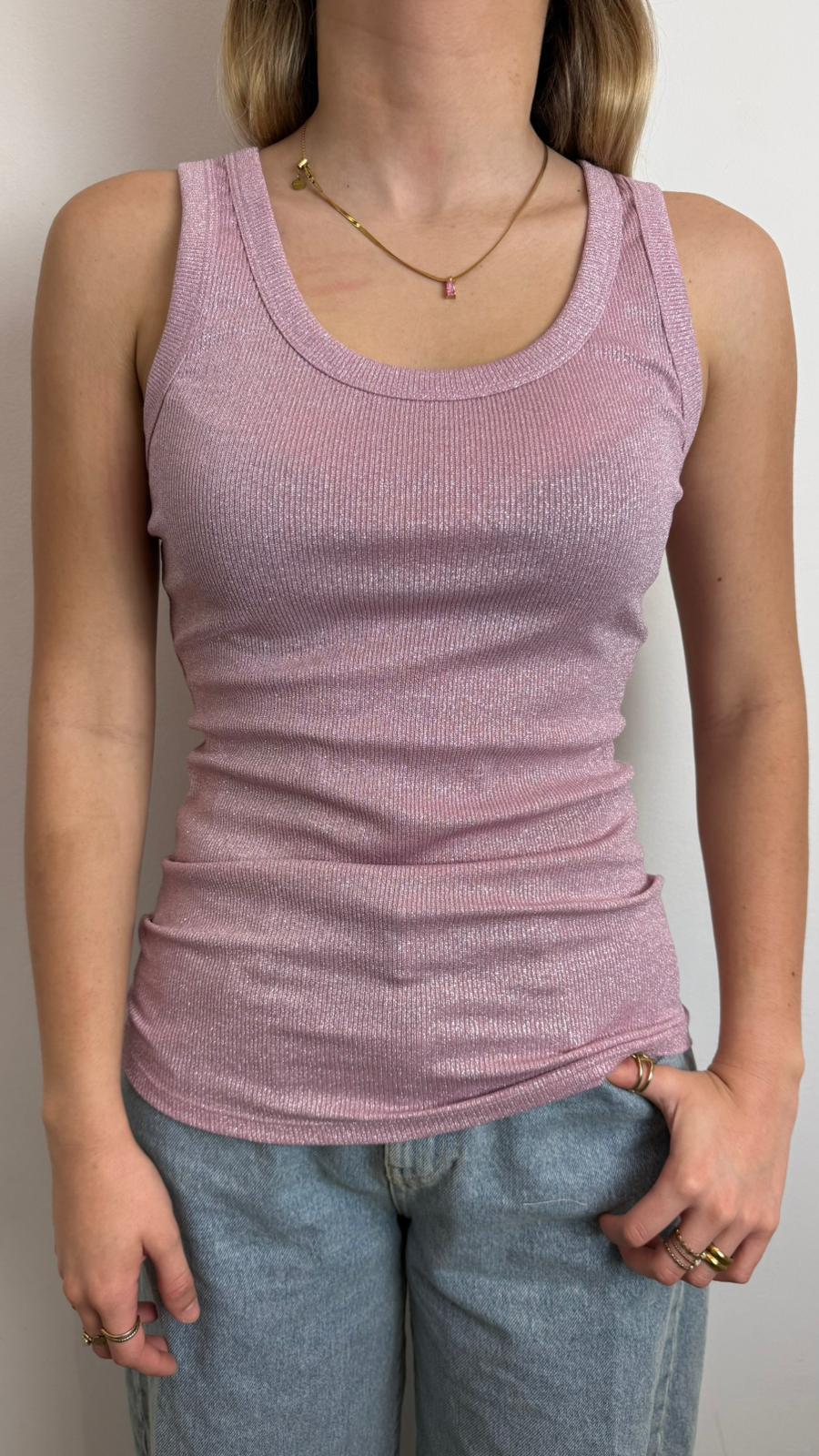Canotta In Lurex - Vicolo cod. UAB0076  color:rosa