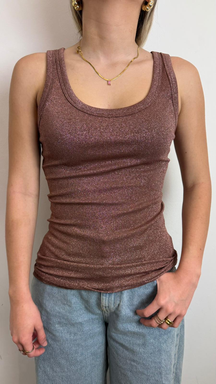 Canotta In Lurex - Vicolo cod. UAB0076  color:ruggine