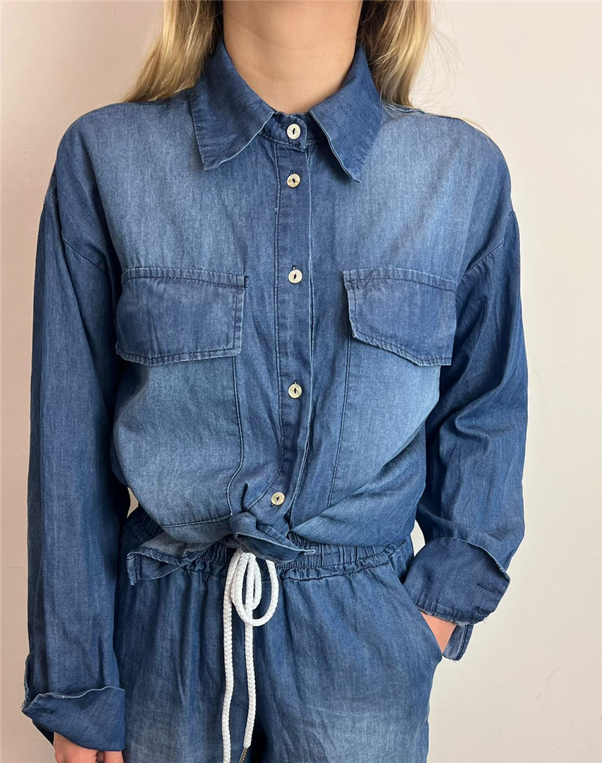 Camicia Chambray Con Nodo - Vicolo cod. TAB1879  color:denim blu