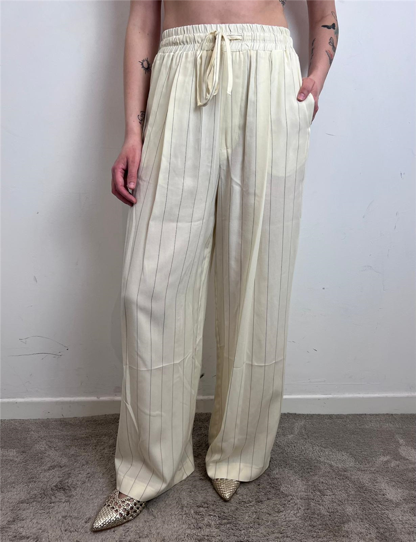 Pantalone Palazzo Gessato Con Pinces - Vicolo cod. TAB1606  color:burro