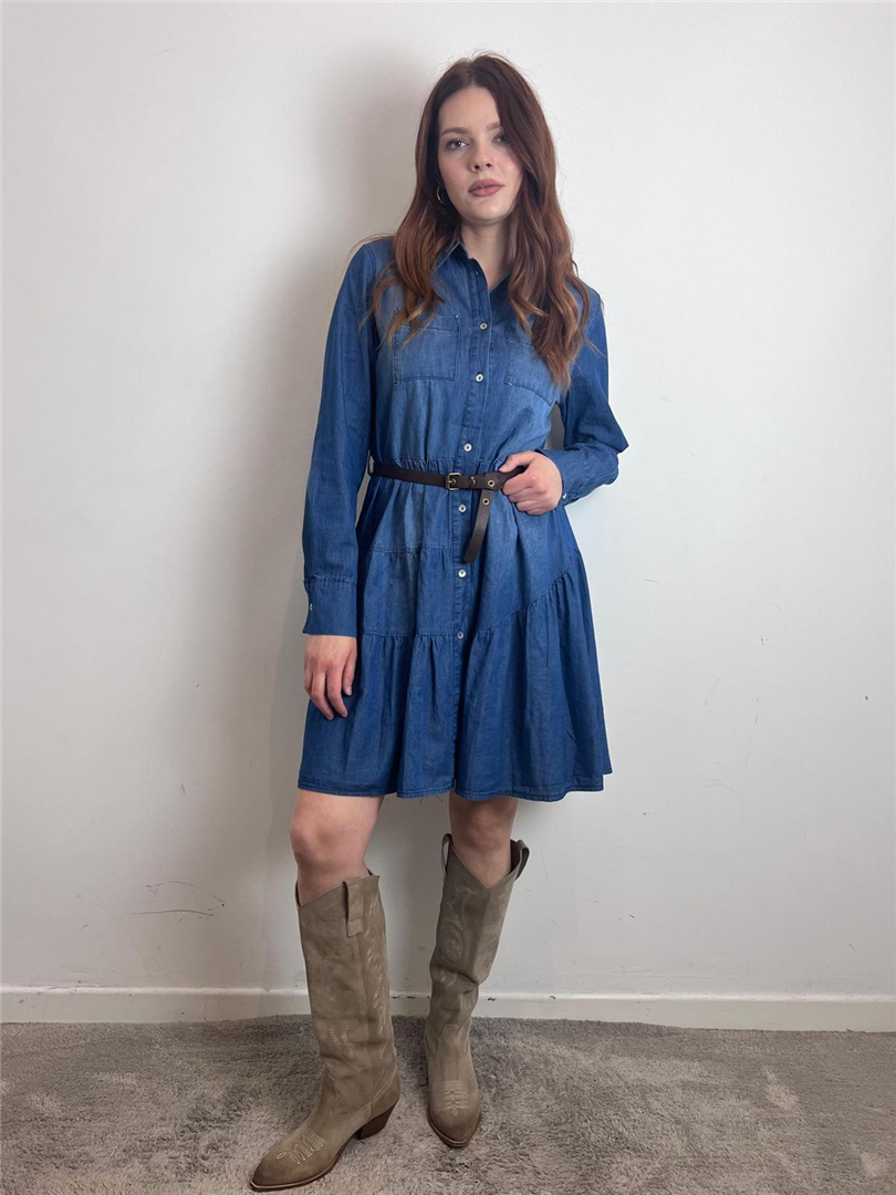 Abito Chemisier Chambray - Vicolo cod. TAB1877  color:denim blu