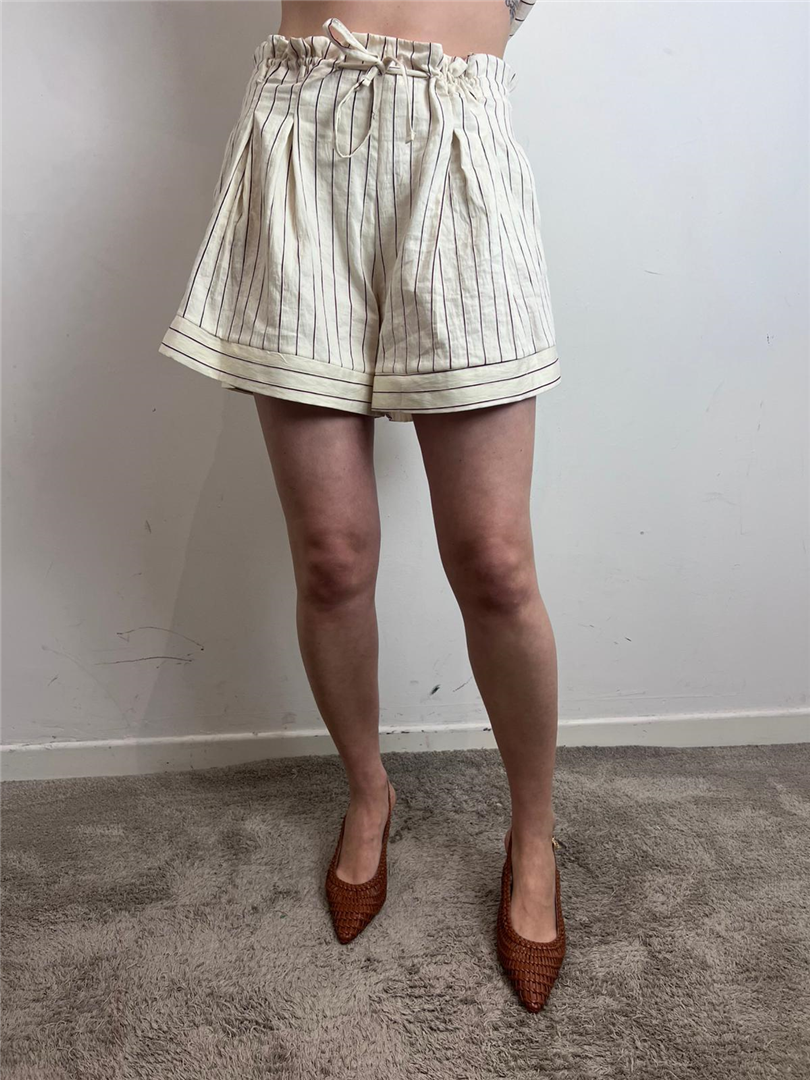 Shorts Gessato Con Coulisse In Vita - Vicolo cod. TAB1756  color:burro