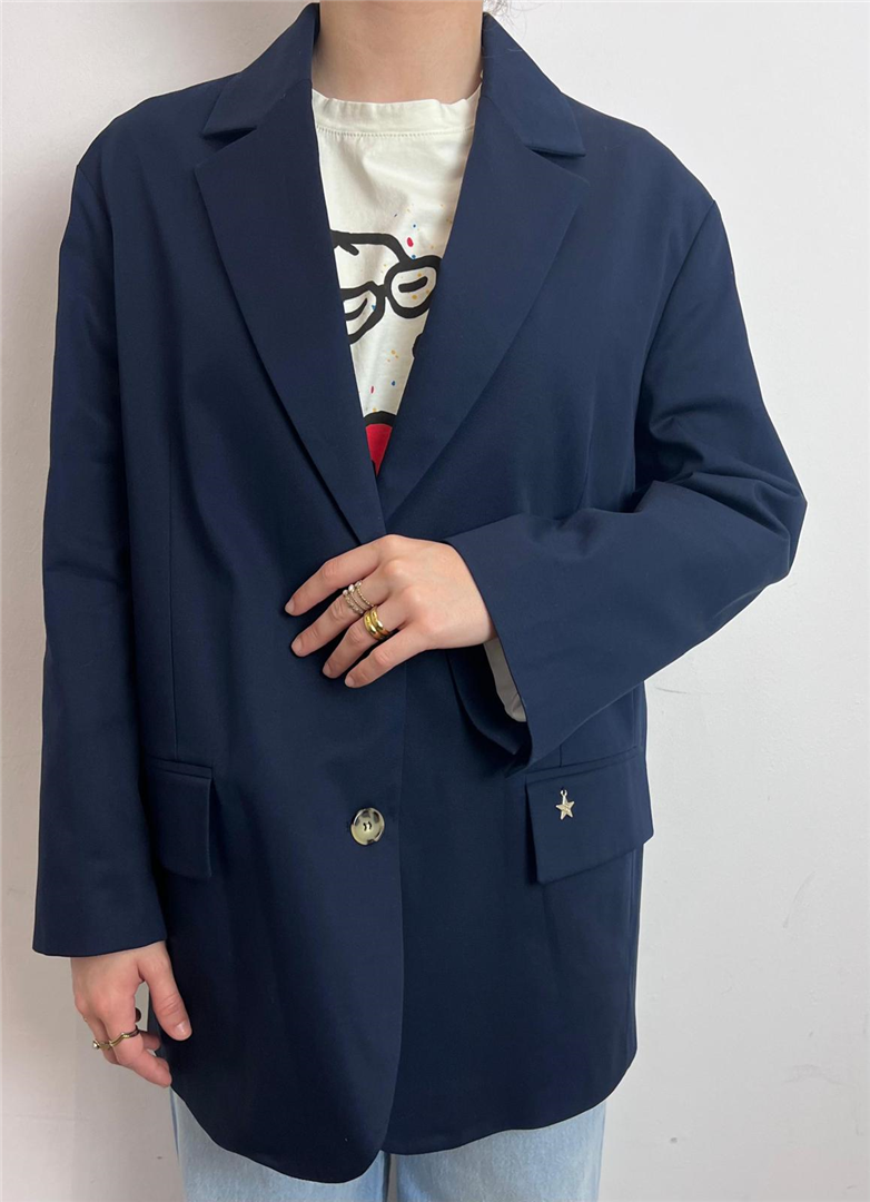 Blazer Over In Popeline - Souvenir cod. W39S0260  color:blu