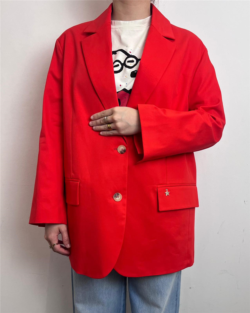 Blazer Over In Popeline - Souvenir cod. W39S0260  color:rosso