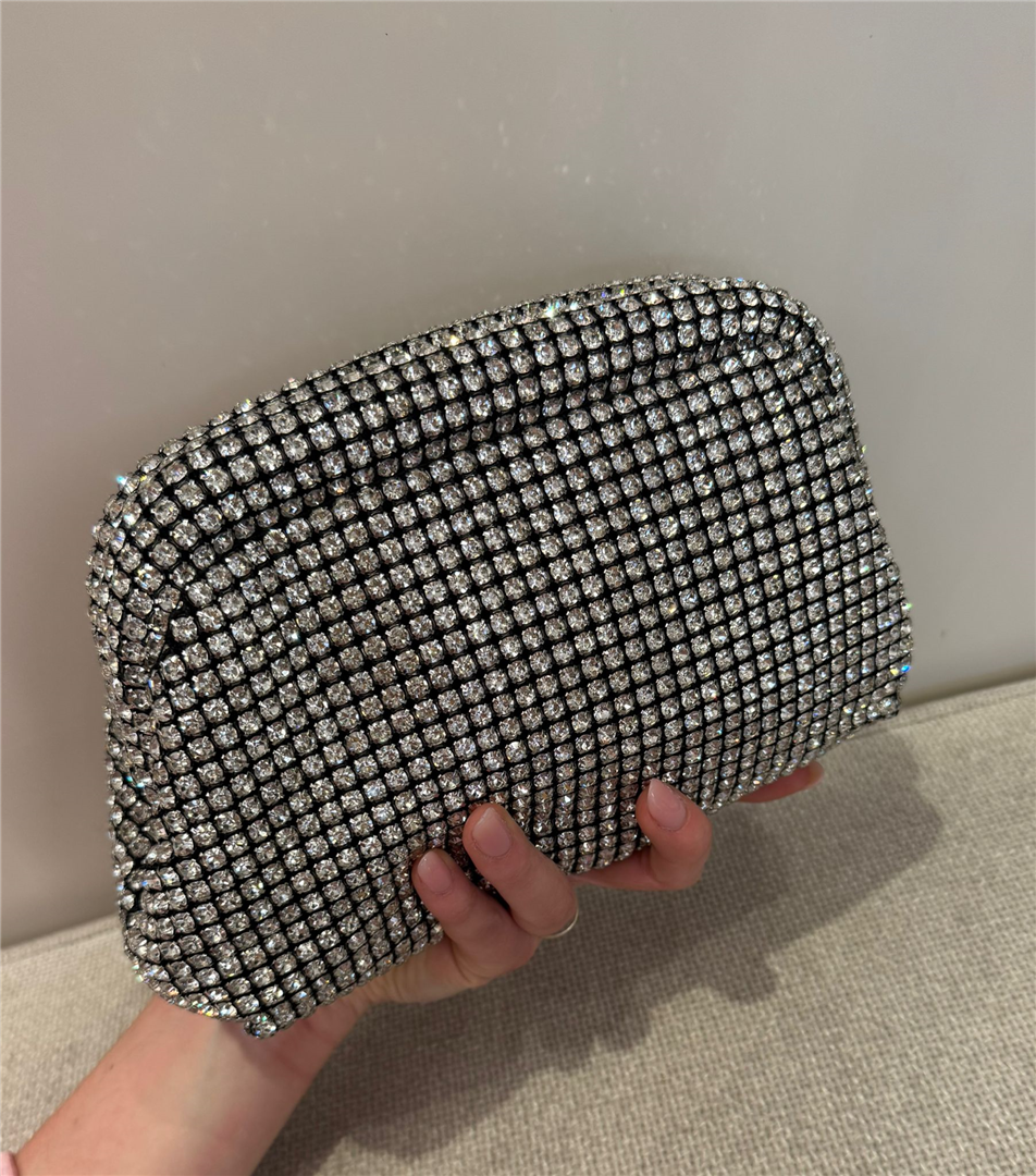 Pochette Con Strass E Tracolla - Divisione Chickster's cod. M3601  color:argento/nero