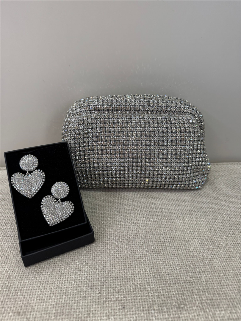 Pochette Con Strass E Tracolla - Divisione Chickster's cod. M3601  color:argento
