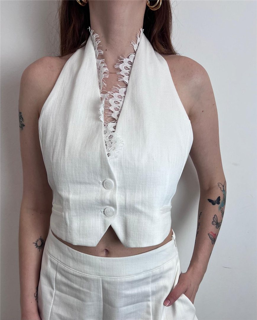 Gilet Pizzo Profilo - Haveone cod. LMA_Q038  color:bianco