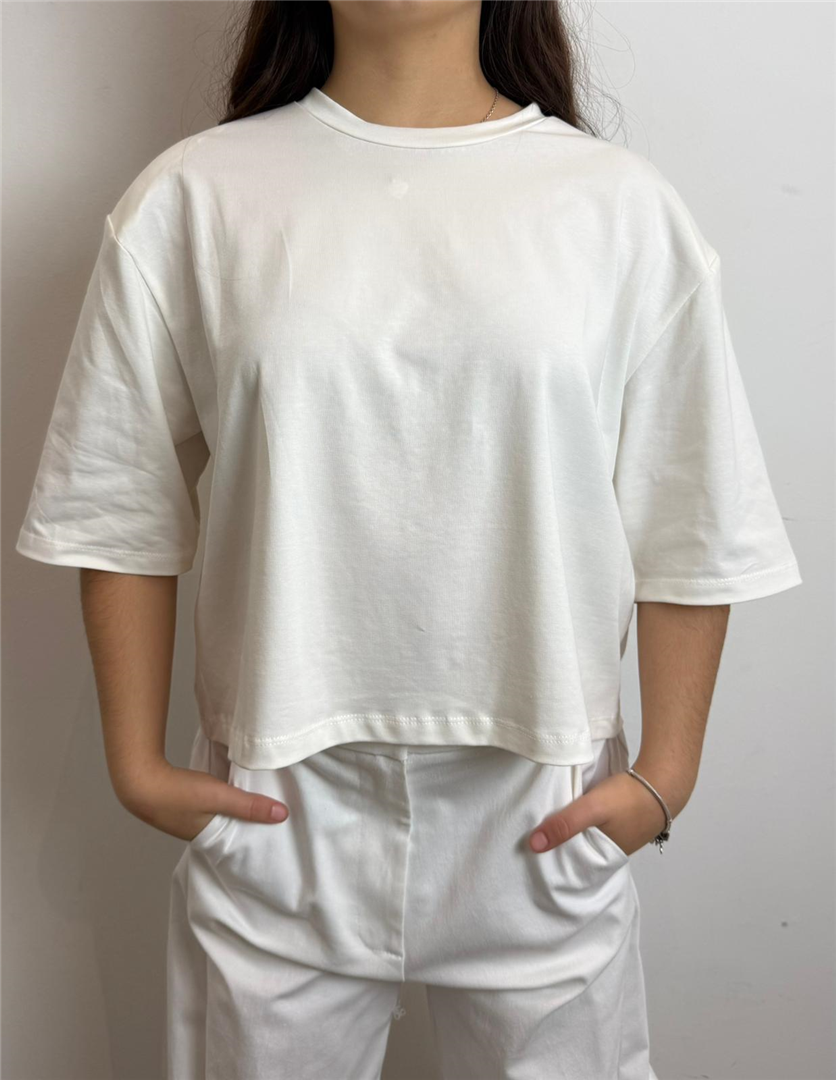 T Shirt Over Con Spallone - Haveone cod. TMA_Q157  color:panna