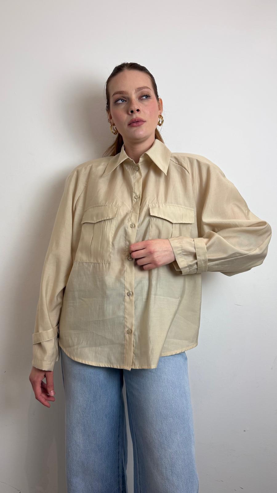 Camicia Over Maxi Spallina - Vicolo cod. TAB1912  color:beige/crema