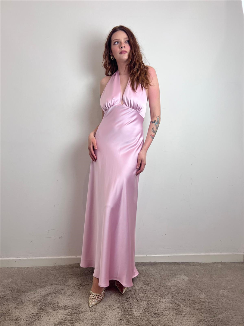 Abito Lungo Scivolato Scollo Americana - Imperial cod. AGDELBA  color:rosa confetto