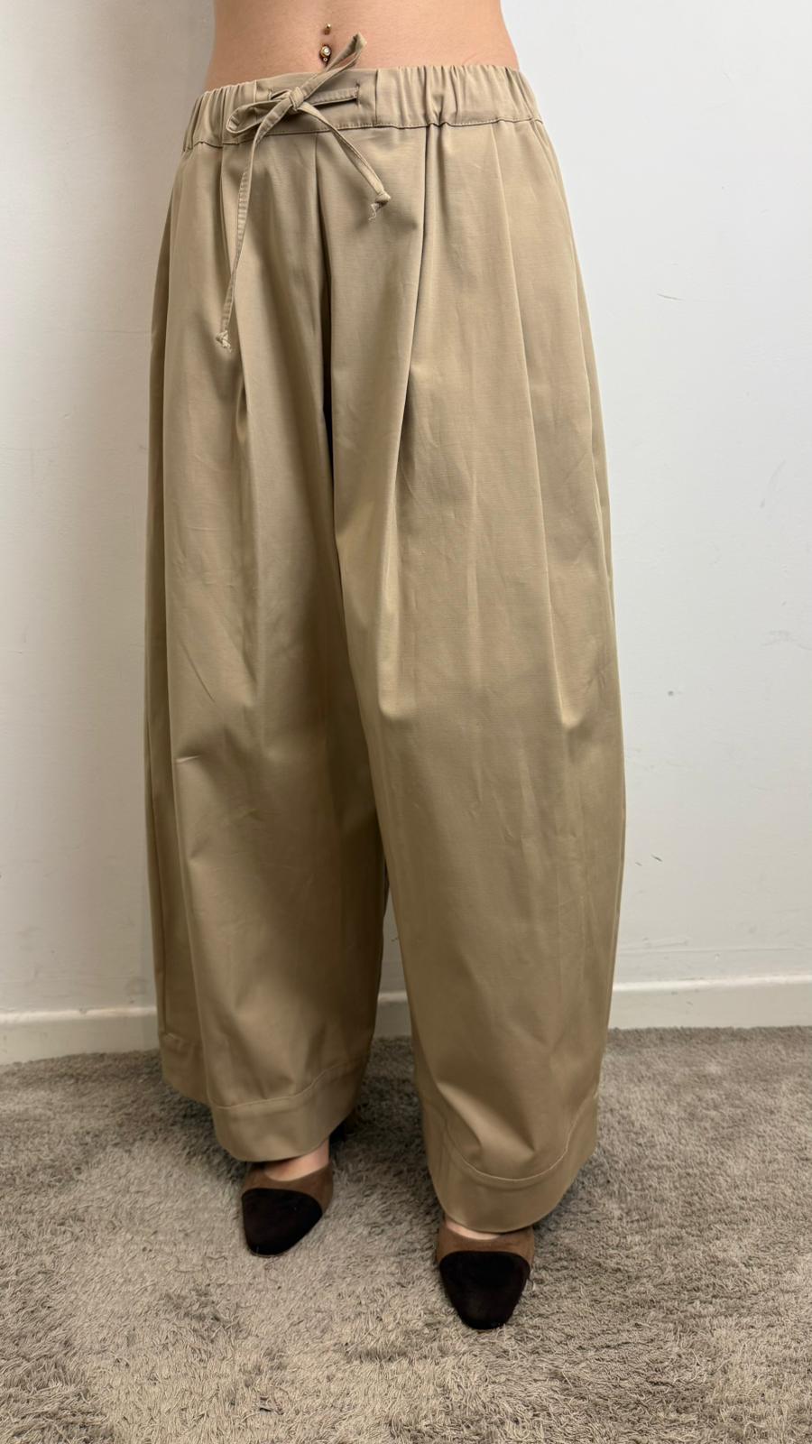 Pantaloni Palazzo Ampi A Vita Alta Con Coulisse - Please cod. P3R7CJ9000  color:sabbia