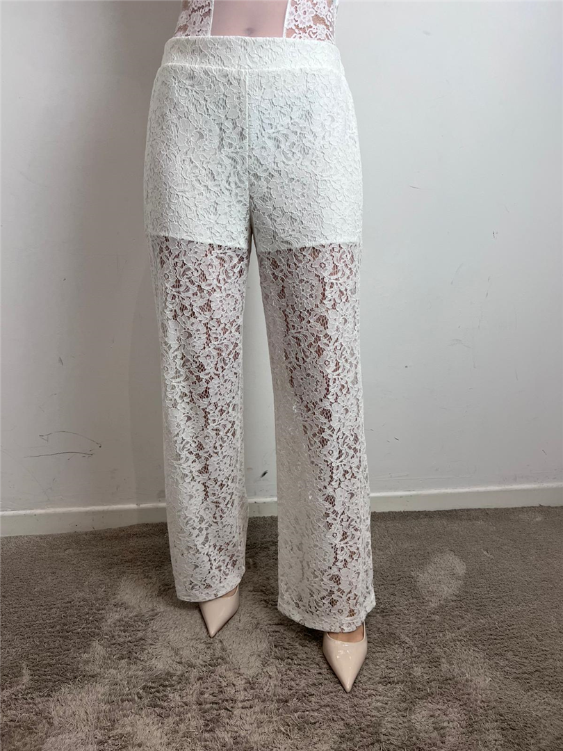 Pantalone Palazzo In Pizzo Con Elastico In Vita - Imperial cod. P9C2LGM  color:latte