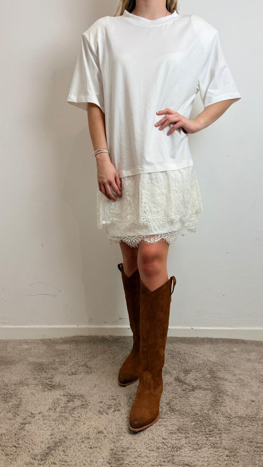 Abito Corto Con Spallina E Pizzo - Haveone cod. AVS_Q141  color:bianco
