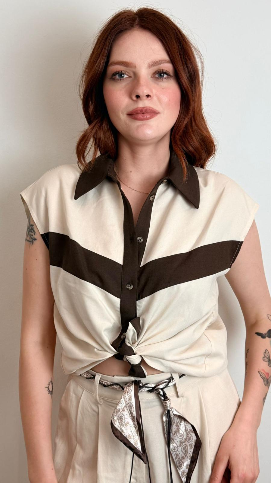Camicia Giromanica - Vicolo cod. TAB2159  color:burro/moro