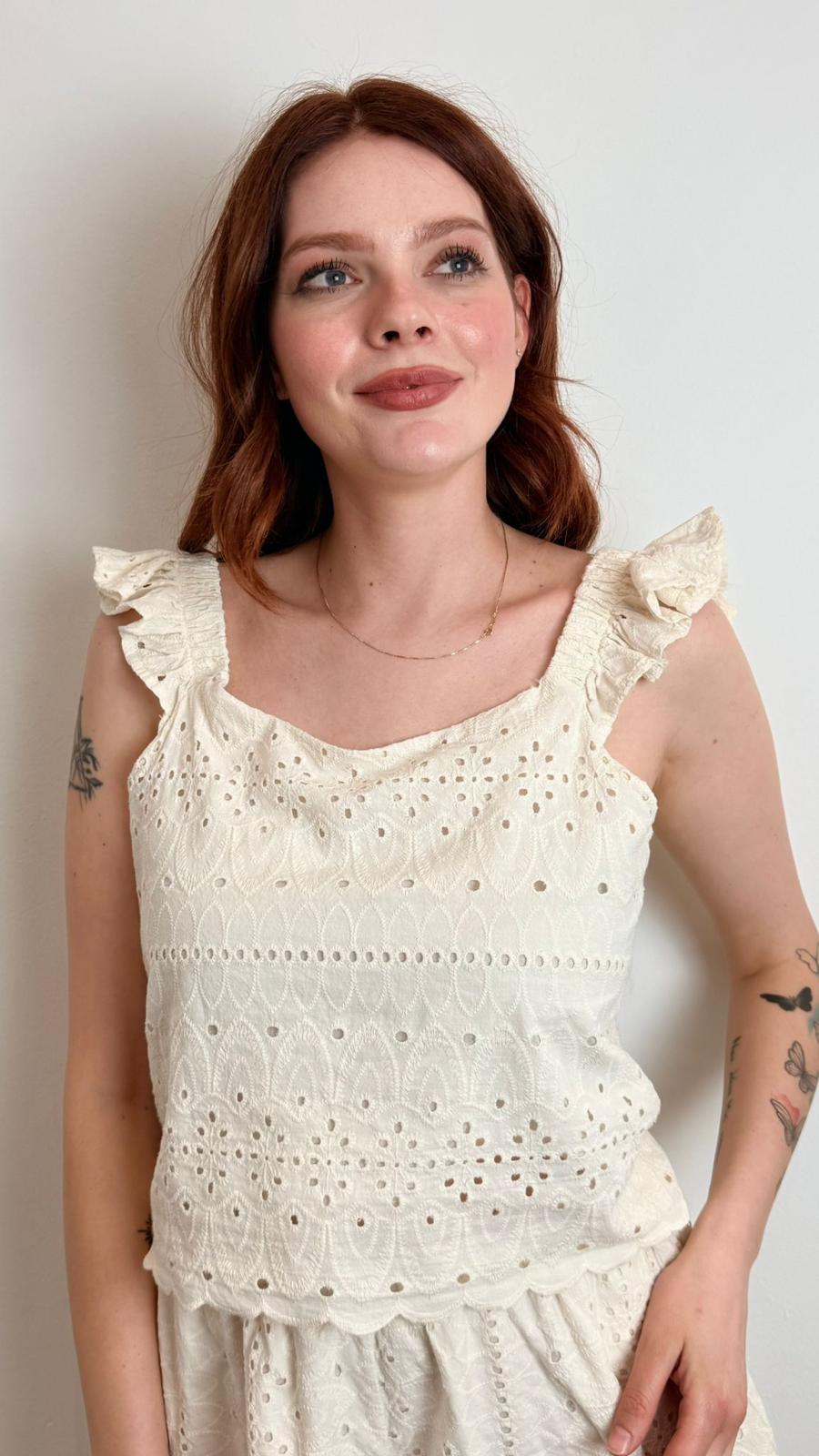 Top In Pizzo Sangallo - Vicolo cod. TAB2122  color:burro