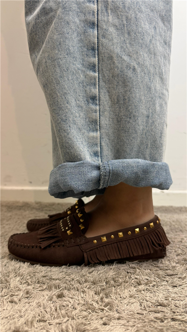 Mocassino Con Frange E Borchie - Ndo cod. 6022  color:testa di moro