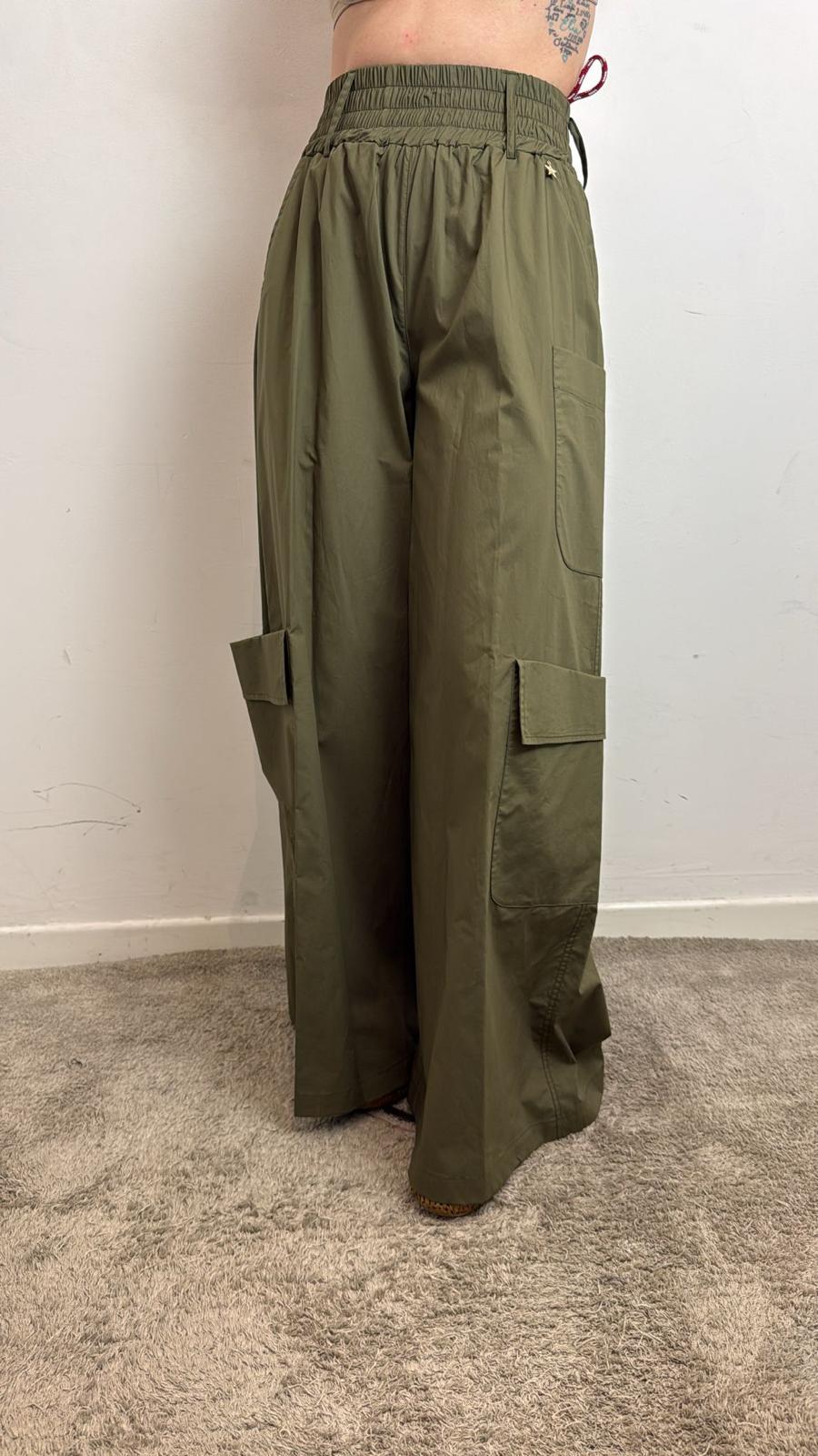 Pantalone Con Tasconi Ed Elastico In Vita - Souvenir cod. F39X0072  color:militare