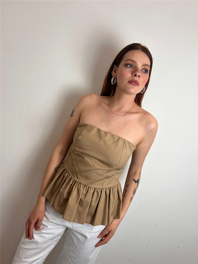 Top Con Rouches Sul Fondo - Philia Loft cod. D02E1126  color:caramello