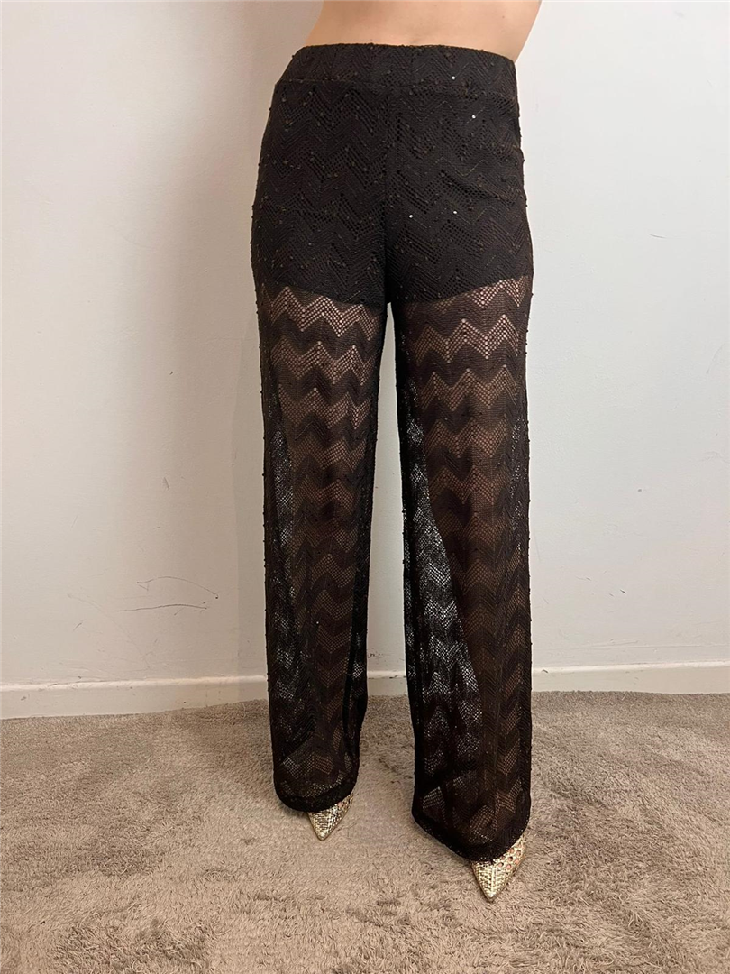 Pantalone Traforato Con Paillettes - Vicolo cod. TAB2295  color:moro