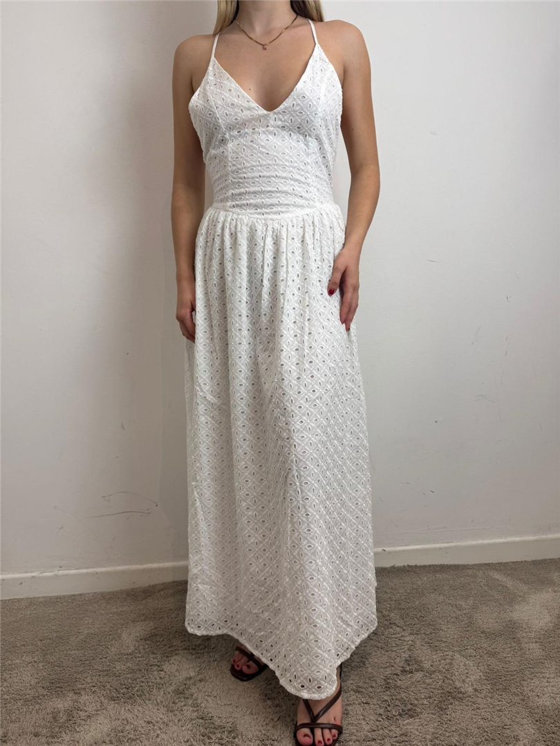 Abito Pizzo San Gallo Con Spallina Wimala - Grace & Mila Paris cod. SS26210026  color:white