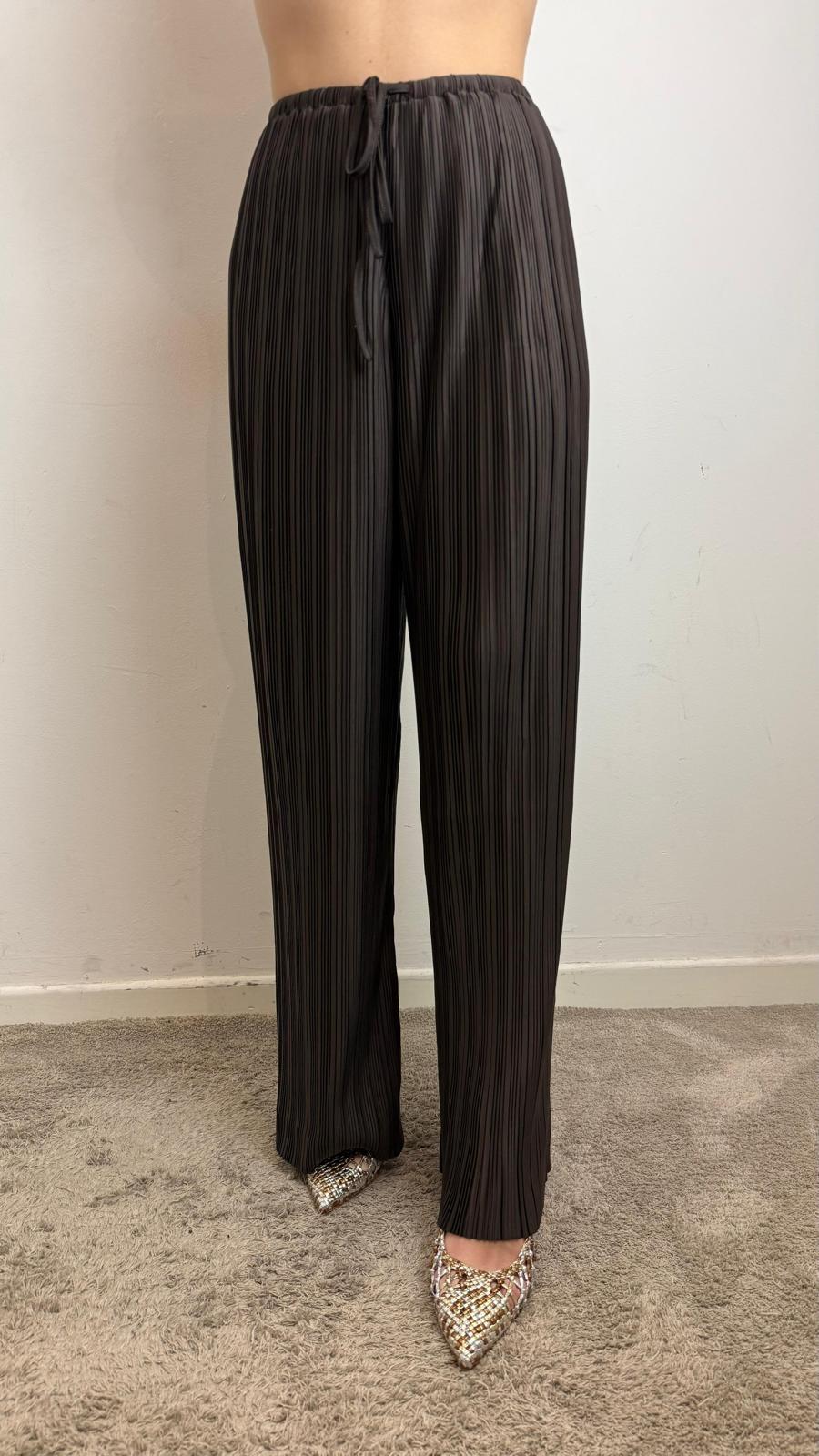 Pantalone Palazzo Effetto Plissè Wonka - Grace & Mila Paris cod. SS2623004  color:chocolat