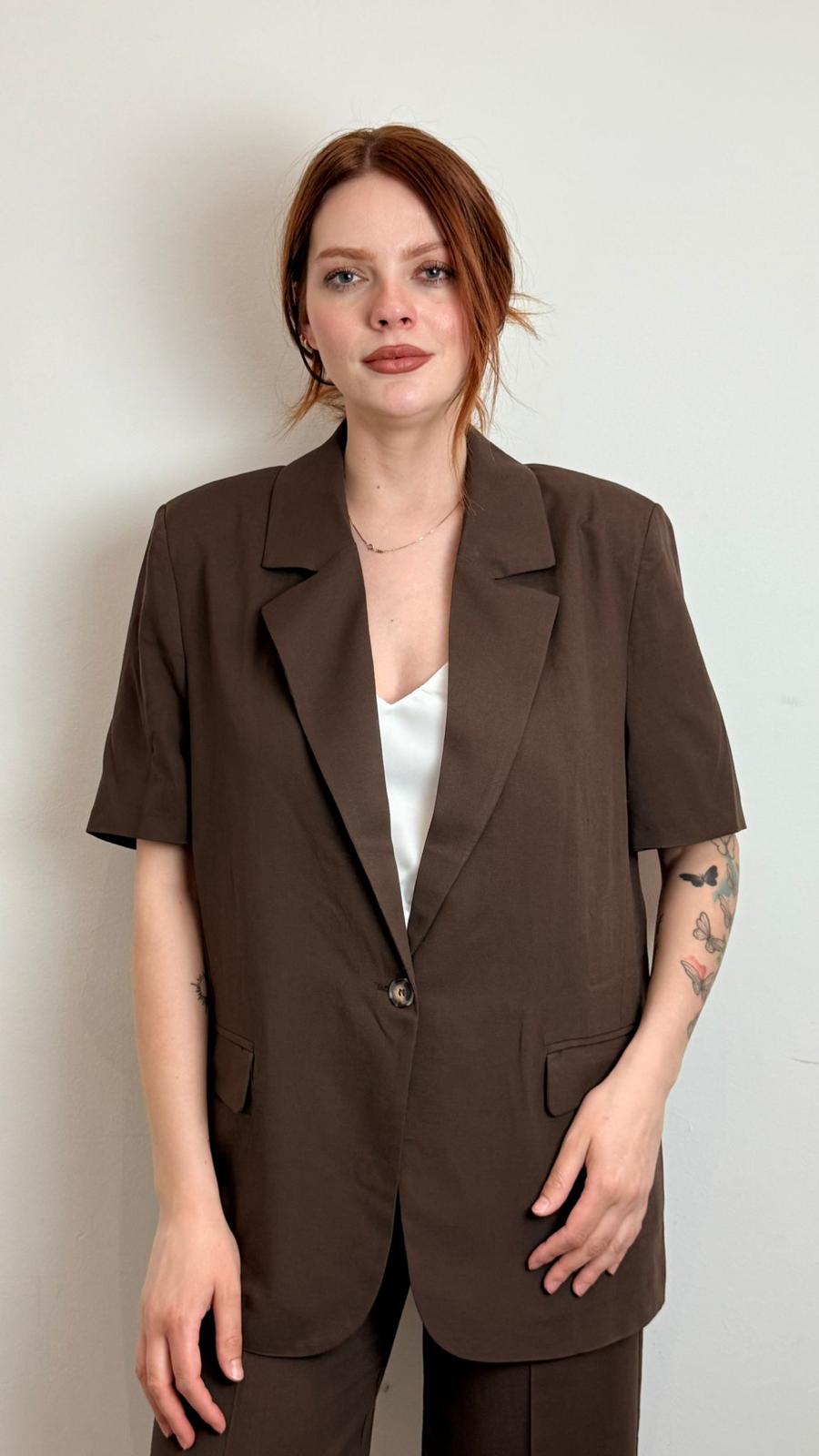 Blazer Misto Lino Manica Corta - Vicolo cod. TAB1677  color:moro