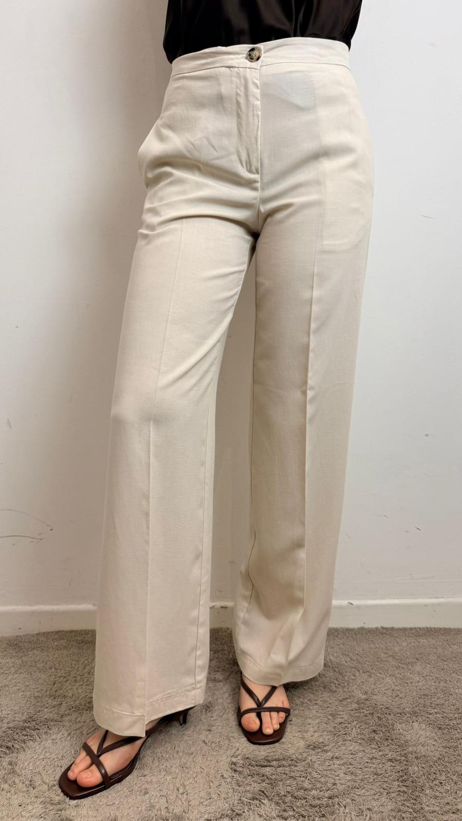 Pantalone Palazzo Misto Lino - Vicolo cod. TAB1624  color:burro