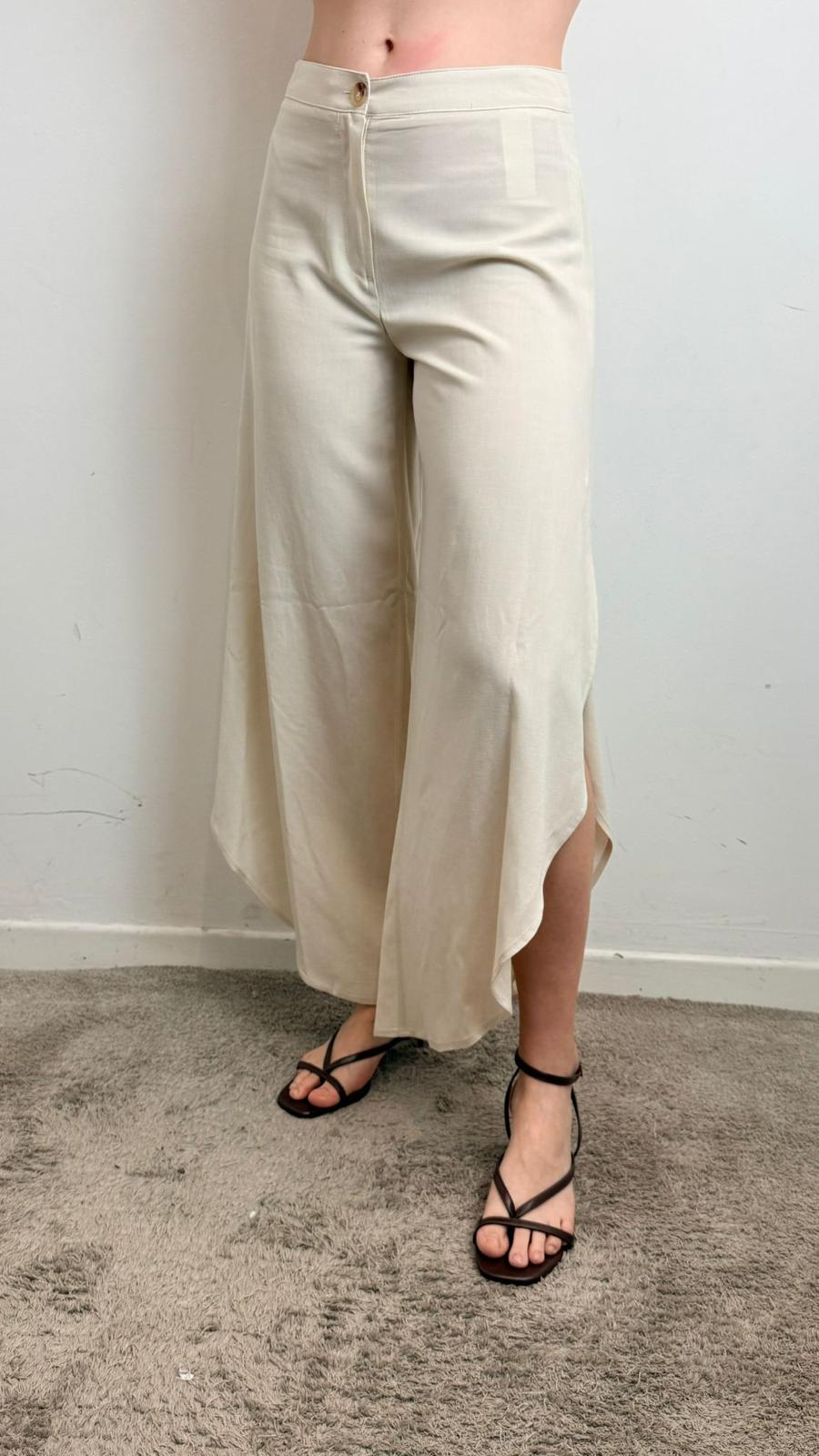 Pantalone Con Spacchi Laterali Misto Lino - Vicolo cod. TAB1594  color:burro