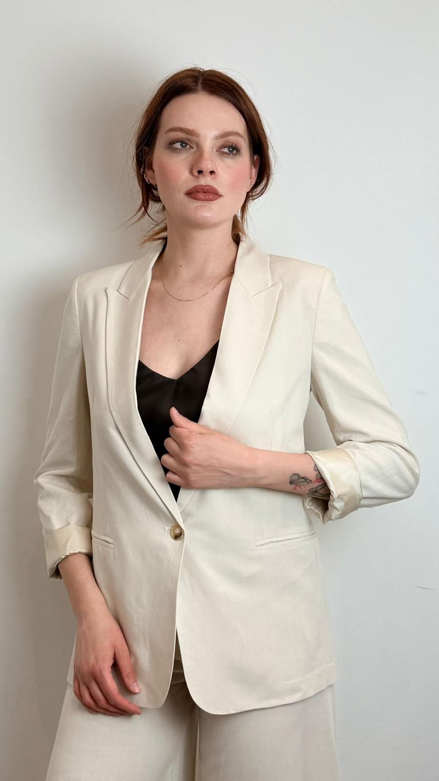 Blazer Regular Misto Lino - Vicolo cod. TAB1623  color:burro