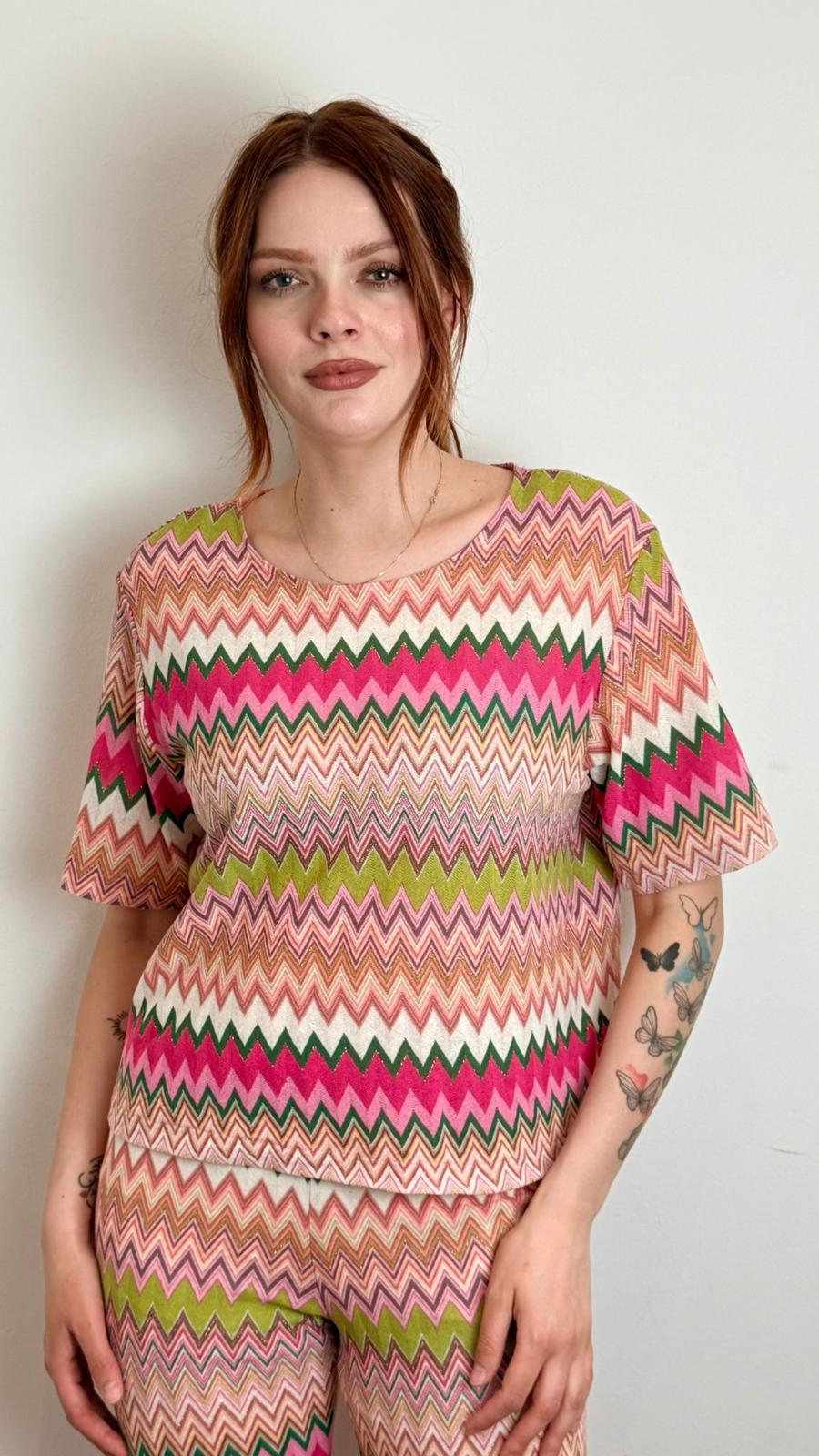 T Shirt Palazzo Fantasia Zig Zag - Vicolo cod. TAB2442  color:multicolor