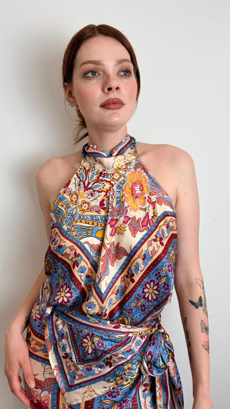 Top Foulard Fantasia - Philia Loft cod. D02E1229  color:india