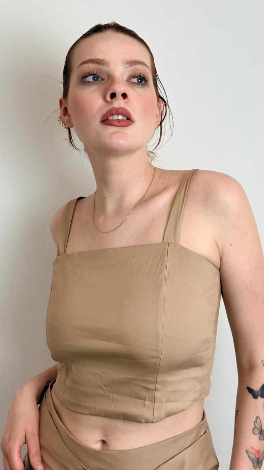Top Crop Con Elastico Sul Retro - Souvenir cod. M39F1720  color:cammello