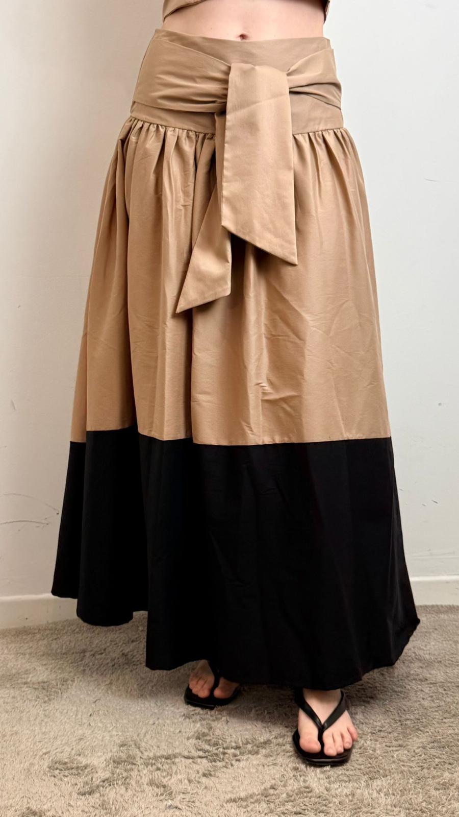 Gonna Lunga Bicolor - Souvenir cod. M39F1713  color:cammello