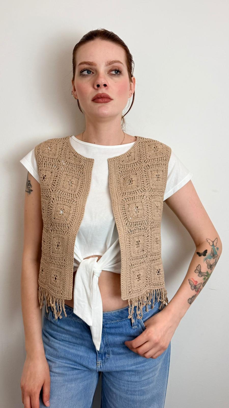 Gilet Crochet - Vicolo cod. 5AB5026  color:deserto
